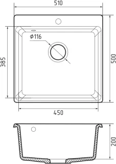 Мойка кухонная GranFest LEVEL LV-510 черный